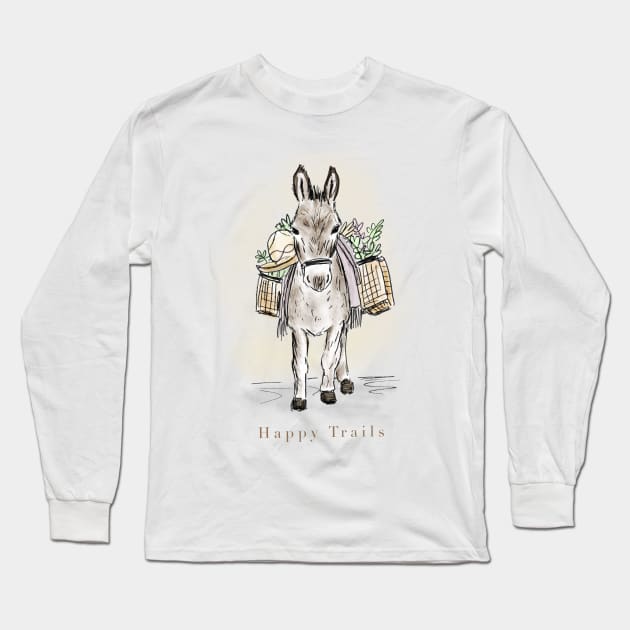 Happy Trails Donkey Long Sleeve T-Shirt by LauraKatMax